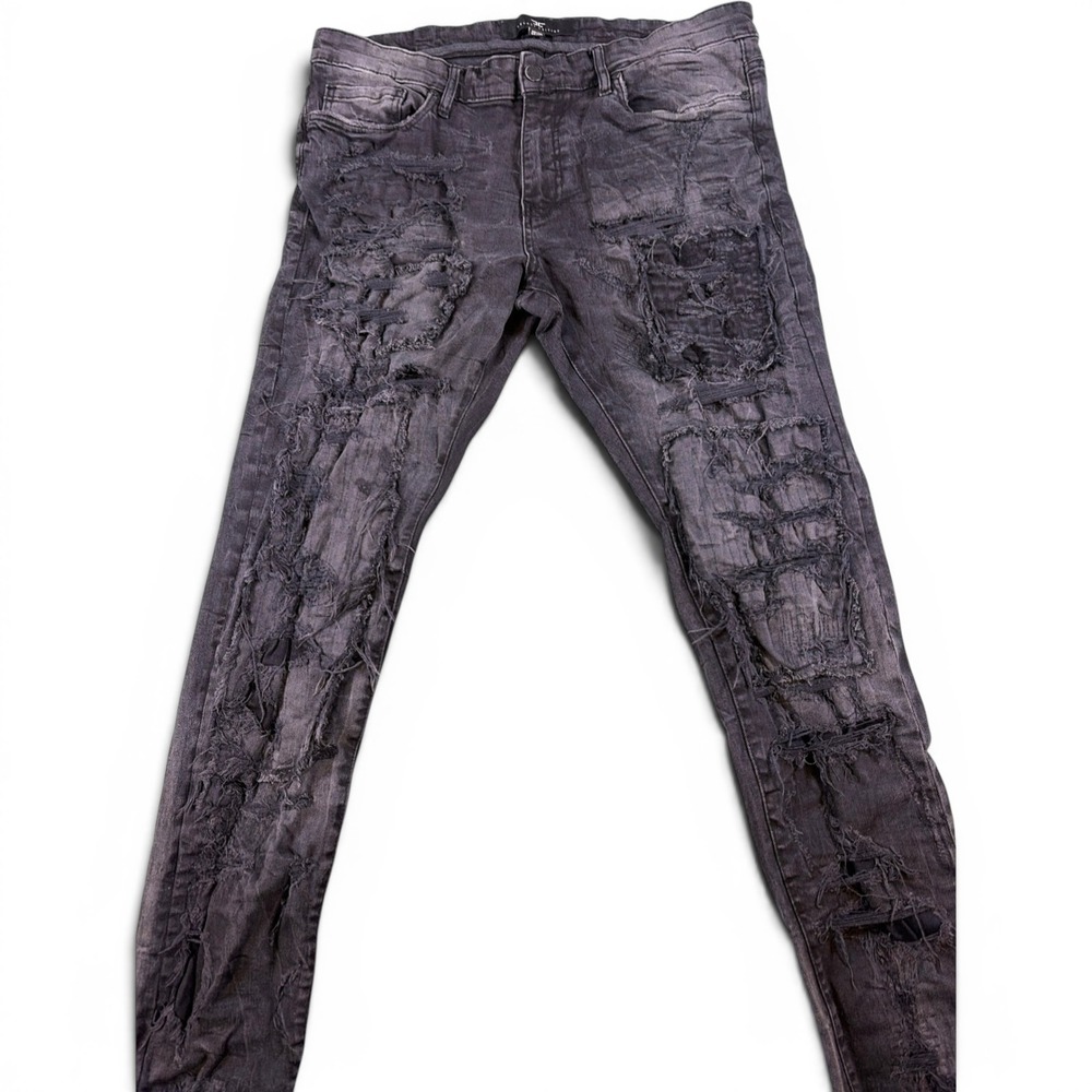 Jordan Craig Sean Legacy Edition Distressed Black Moto Patchwork Jeans 36x32